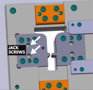 Jack Screw Components on a Tooling Die