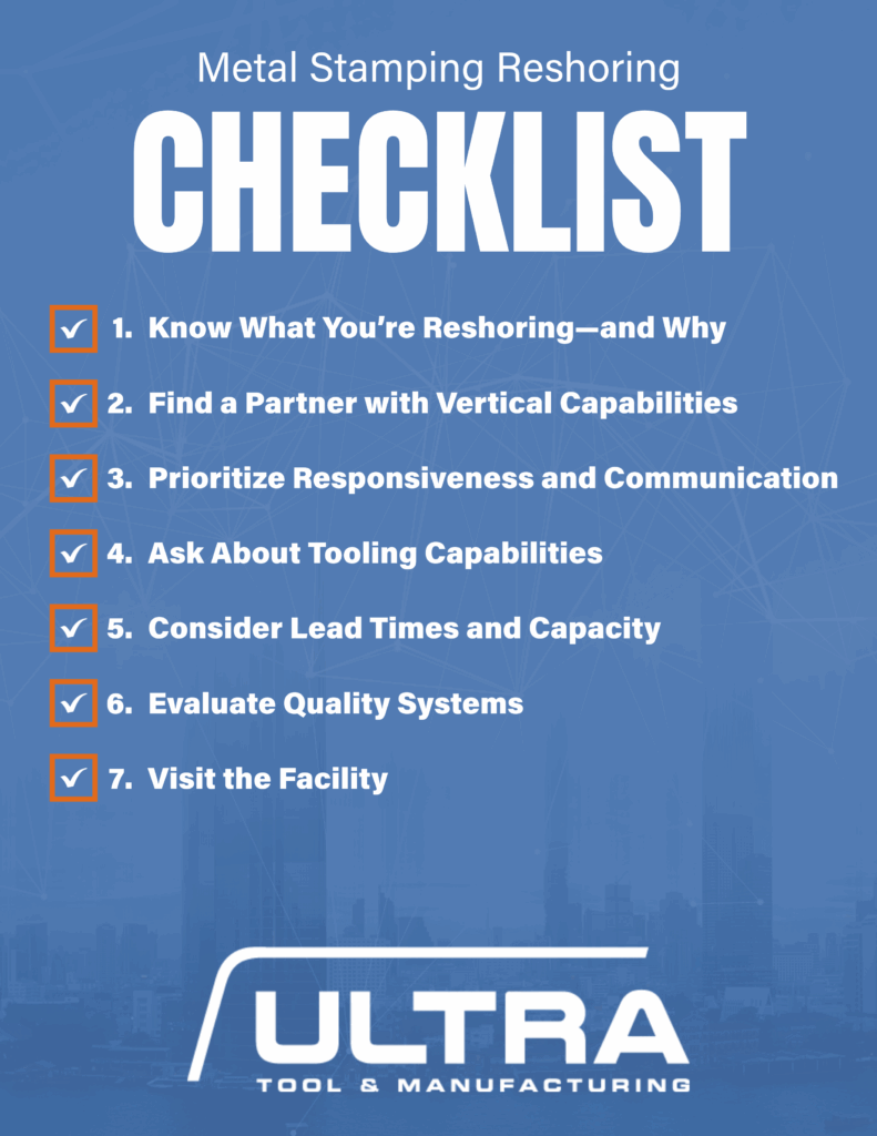 Metal stamping reshoring checklist