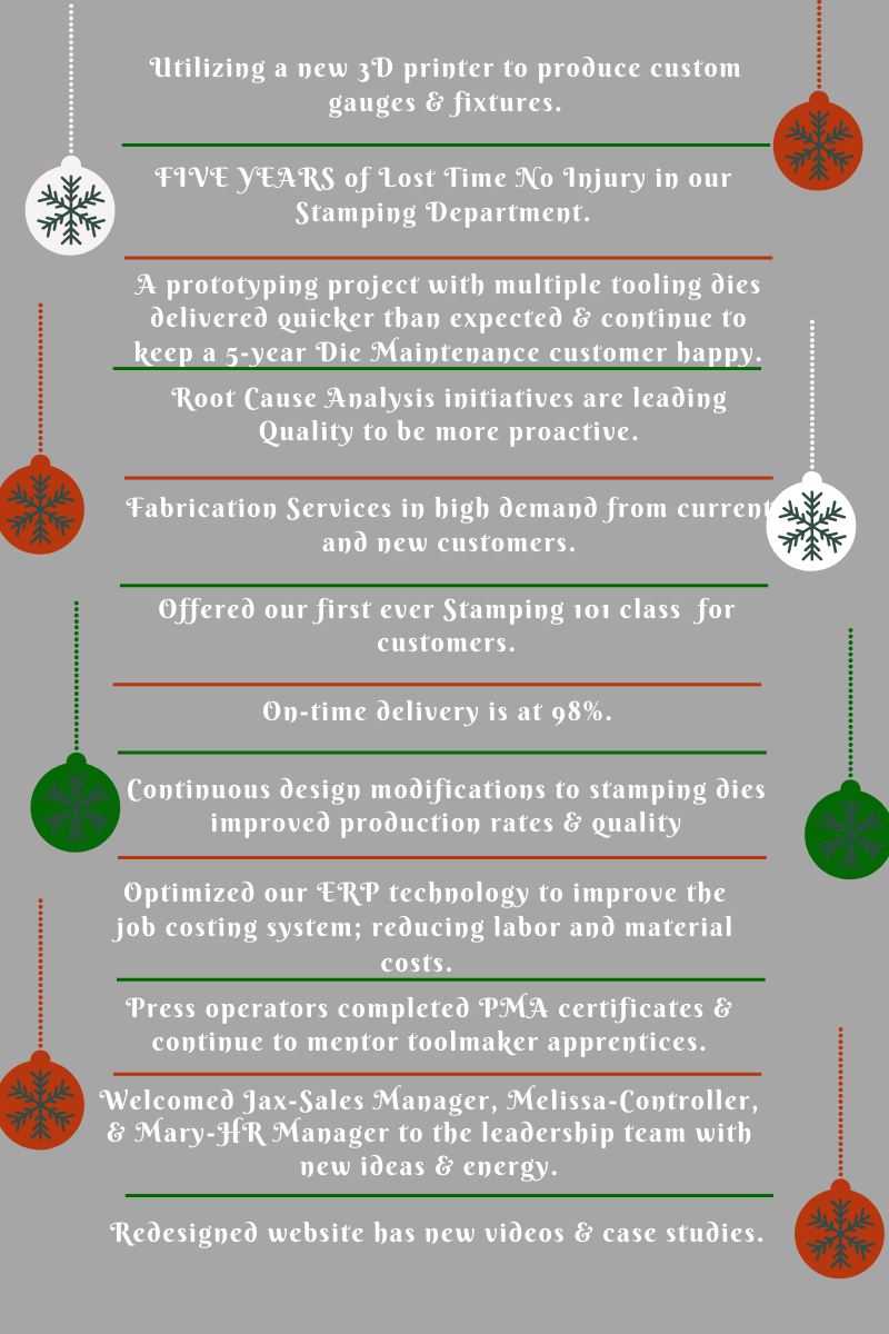 Ultra Tool & Manufacturing Accomplishments