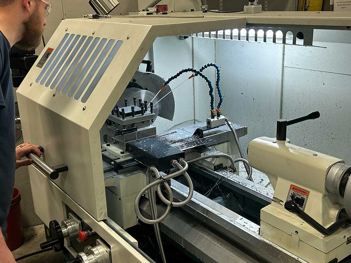 Closeup of open view machining