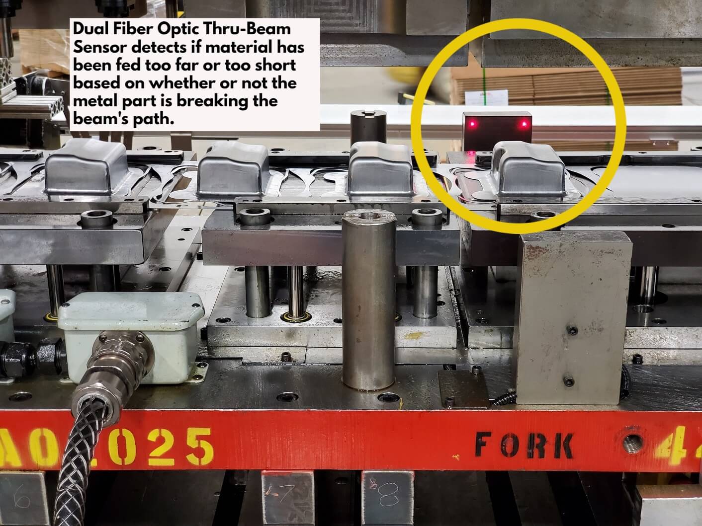 dual fiber optic thru beam sensors stamping die
